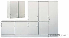 Modulares umfngliches  Schrankwandsystem. Sideboards, Flgeltrschrnke, Schiebetrschrnke, Jalousieschrnke, Karteischrnke