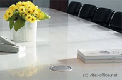 Vital Office conference tables media centers control boxes flip-up unit